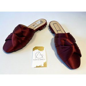No. 21 Red Satin Slide Mules W/ Jewel Heel, Size 7 (US) 37 (EUR) NWT!